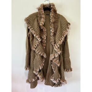 John fashion cardigan size S faux fur wool chunky knit fairy whimsigoth boho